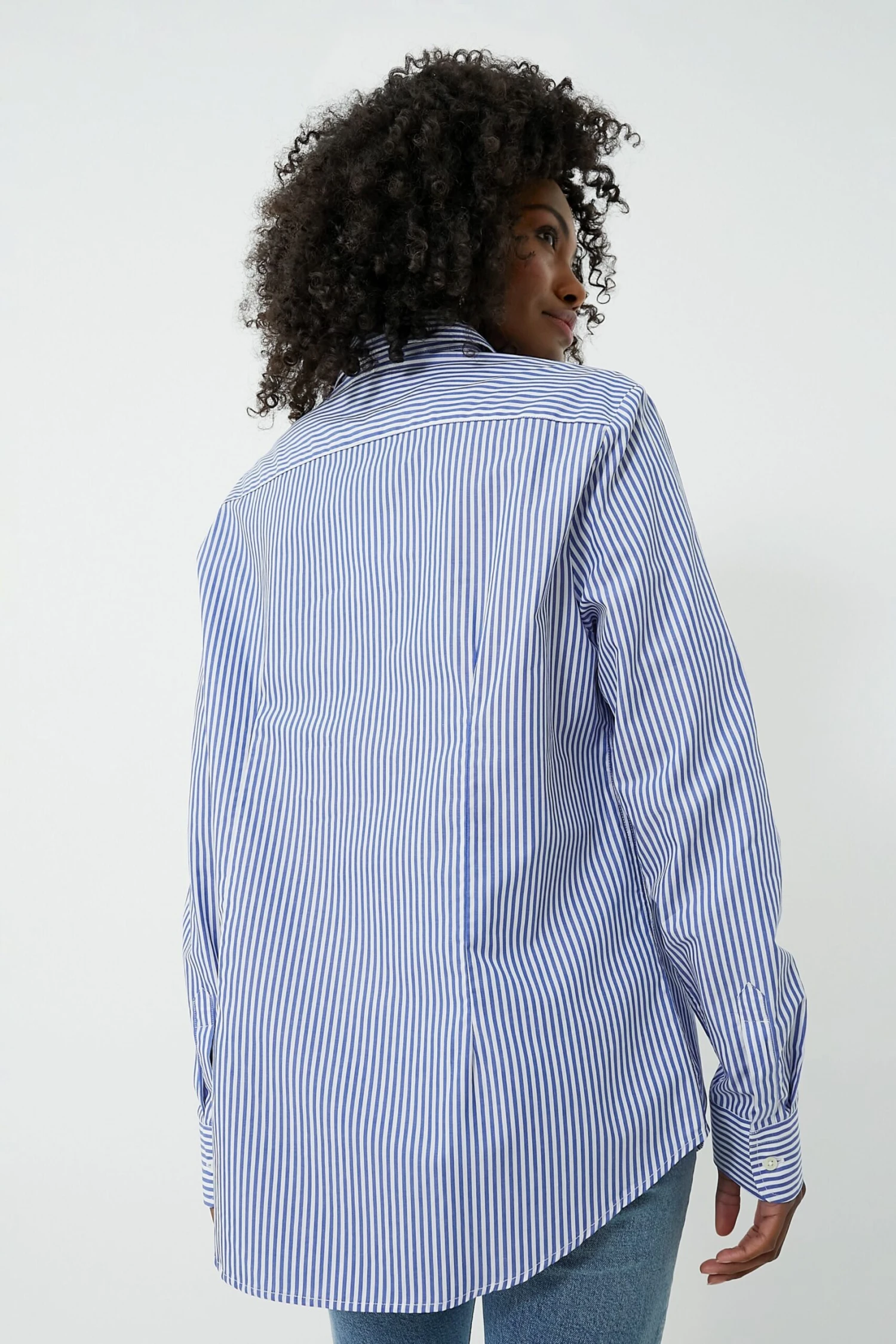 Blue And White Stripe Boyfriend Shirt 4 Blue And White Stripe Boyfriend Shirt - Image 4