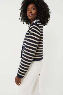 Navy & Tan Stripe Annie Structured Cardigan -ULLA JOHNSON SHOP 07L9hFc5Zl1gwZsiJprmwEJYMWJ1qB9w 1