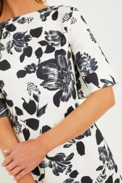Black Flowers On Ivory Kora Rounded Twill Dress -ULLA JOHNSON SHOP 15TNhbTGLM8wcb6BWfCY50sTUR4mczWV 1