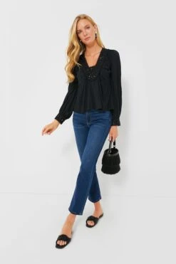 Black Charlotte Embroidery Long Sleeve Top -ULLA JOHNSON SHOP 1EDUxgDQ0tzXxDRlpv44fPXvveIvY3aJ 1