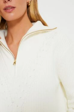 Ivory Cropped Estella Quarter Zip -ULLA JOHNSON SHOP 2kT8NnOYiQo3GoJ2yI6j505xuH46Edot 1