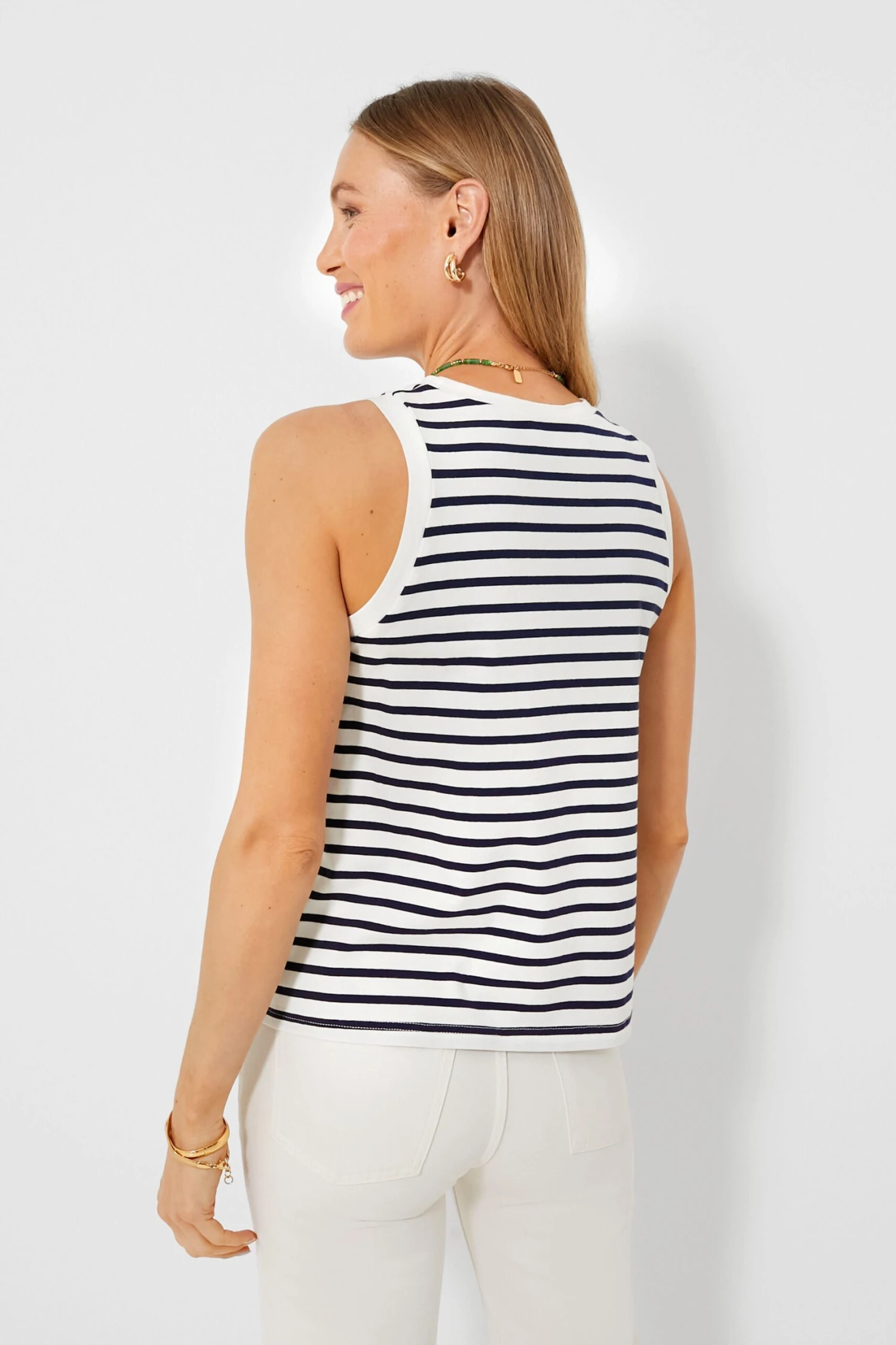 Navy Stripe Anthos Cotton Tank 4 Navy Stripe Anthos Cotton Tank - Image 4