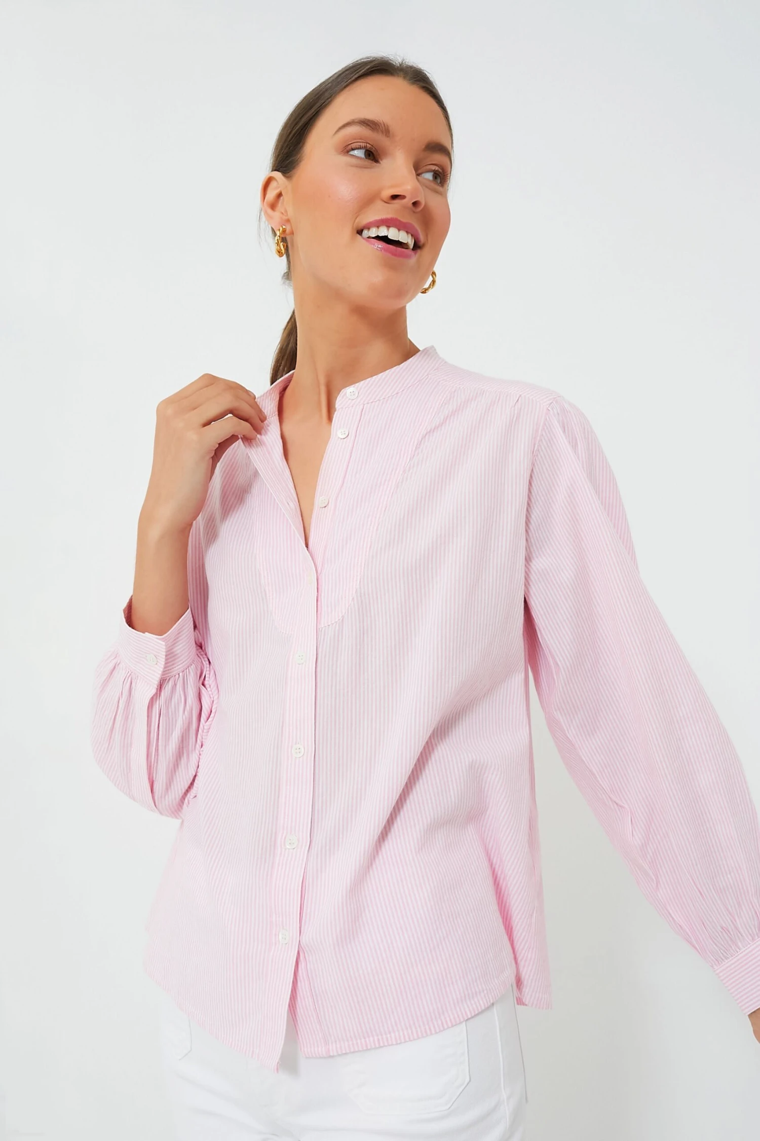 Vanessa Bruno Rose And Blanc Chouchou Button Down 1 Vanessa Bruno Rose And Blanc Chouchou Button Down