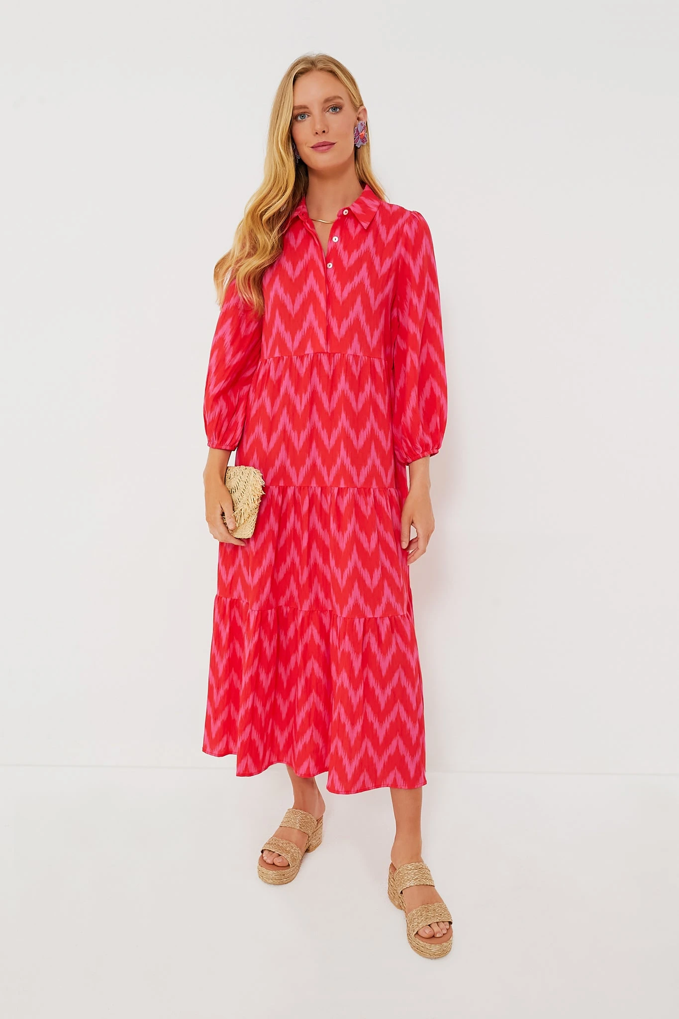 Hot Pink Ikat Mabel Maxi Dress 1 Hot Pink Ikat Mabel Maxi Dress