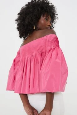 Hot Pink Pleated Portia Top -ULLA JOHNSON SHOP 3PN3qUJgCST3StcmlNUs4sCCJKJM9Cvf 1