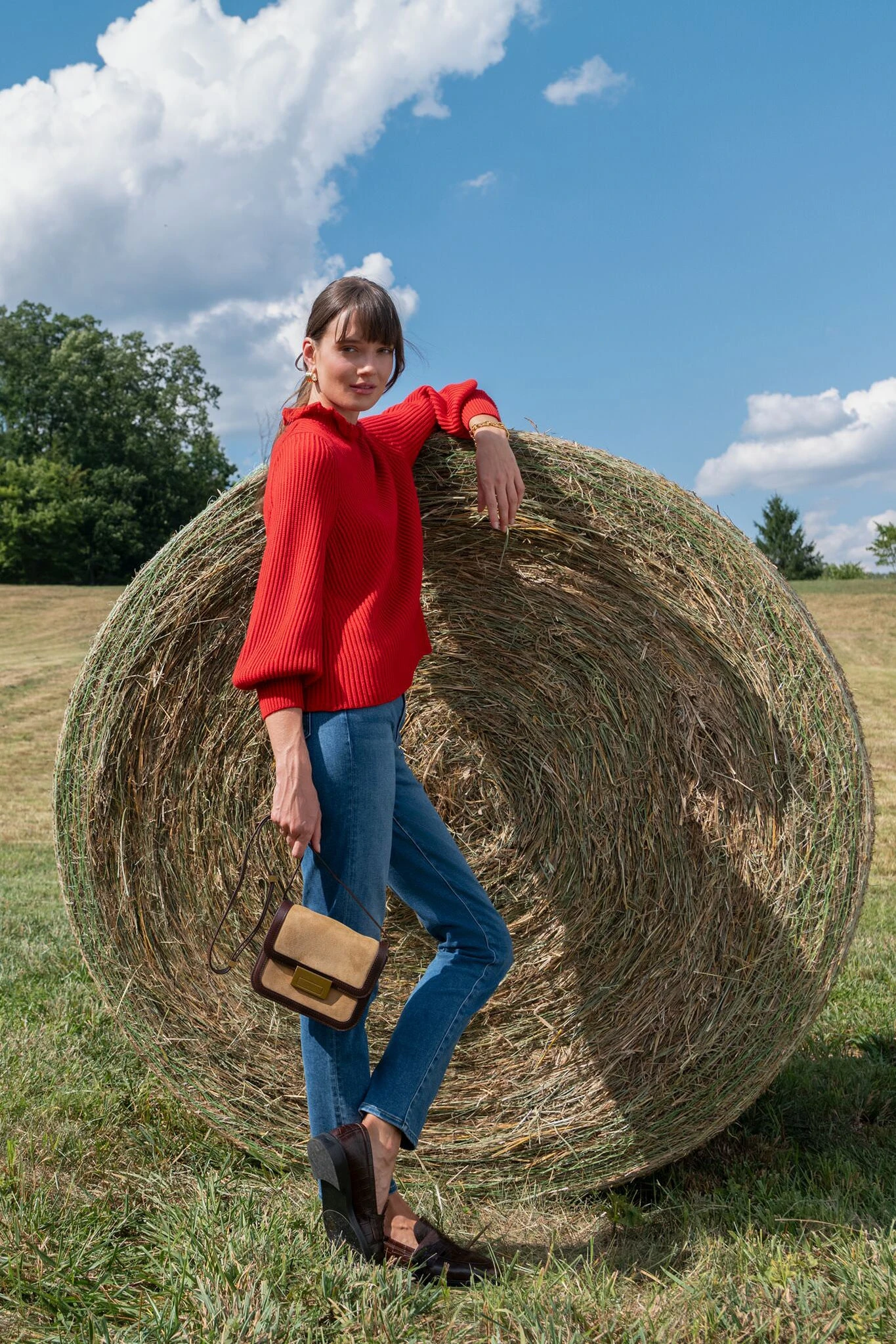 Red Ruffle Neck Delphine Sweater 8 Red Ruffle Neck Delphine Sweater - Image 8