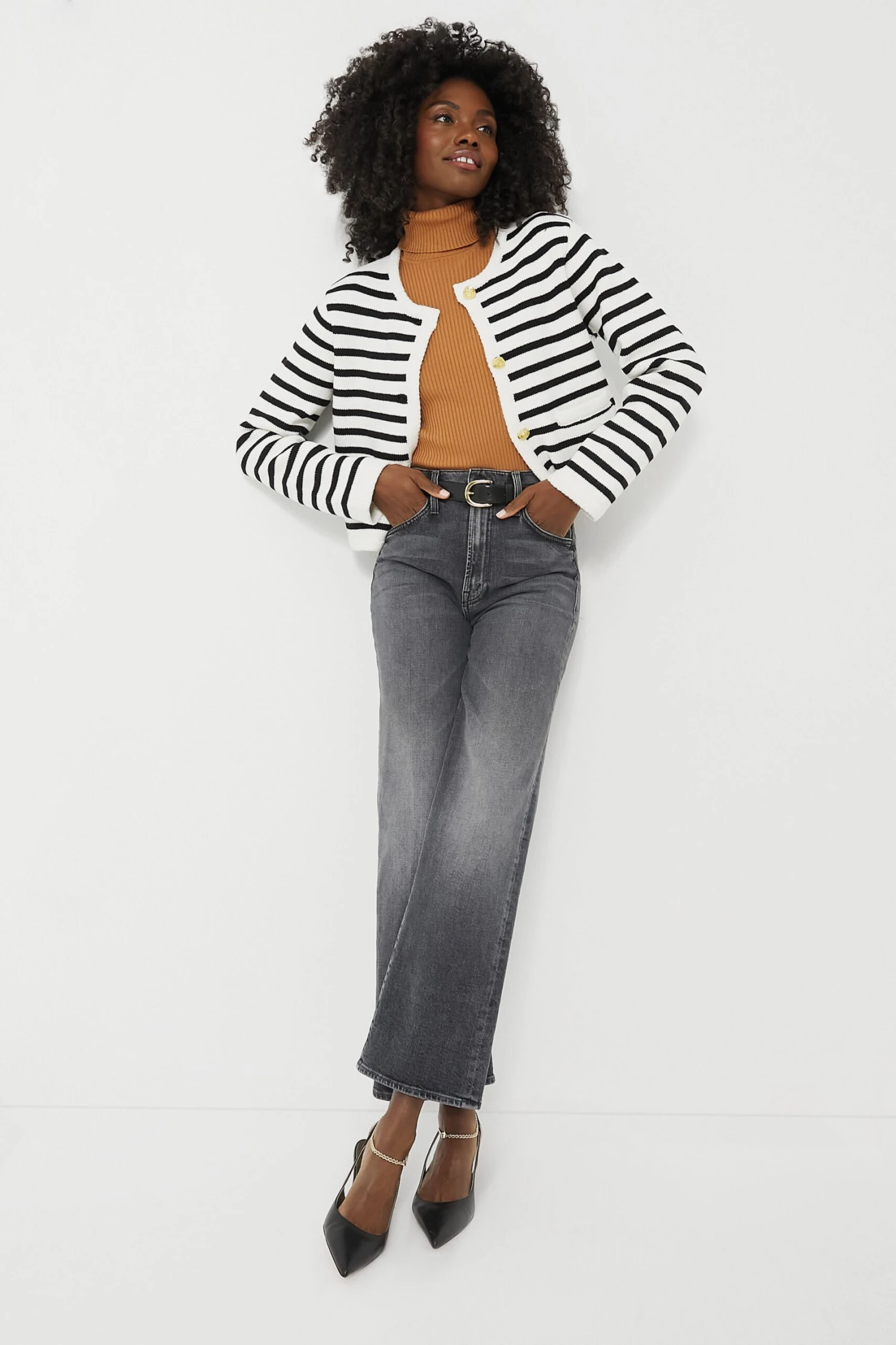 Black & Cream Stripe Annie Structured Cardigan 6 Black & Cream Stripe Annie Structured Cardigan - Image 6