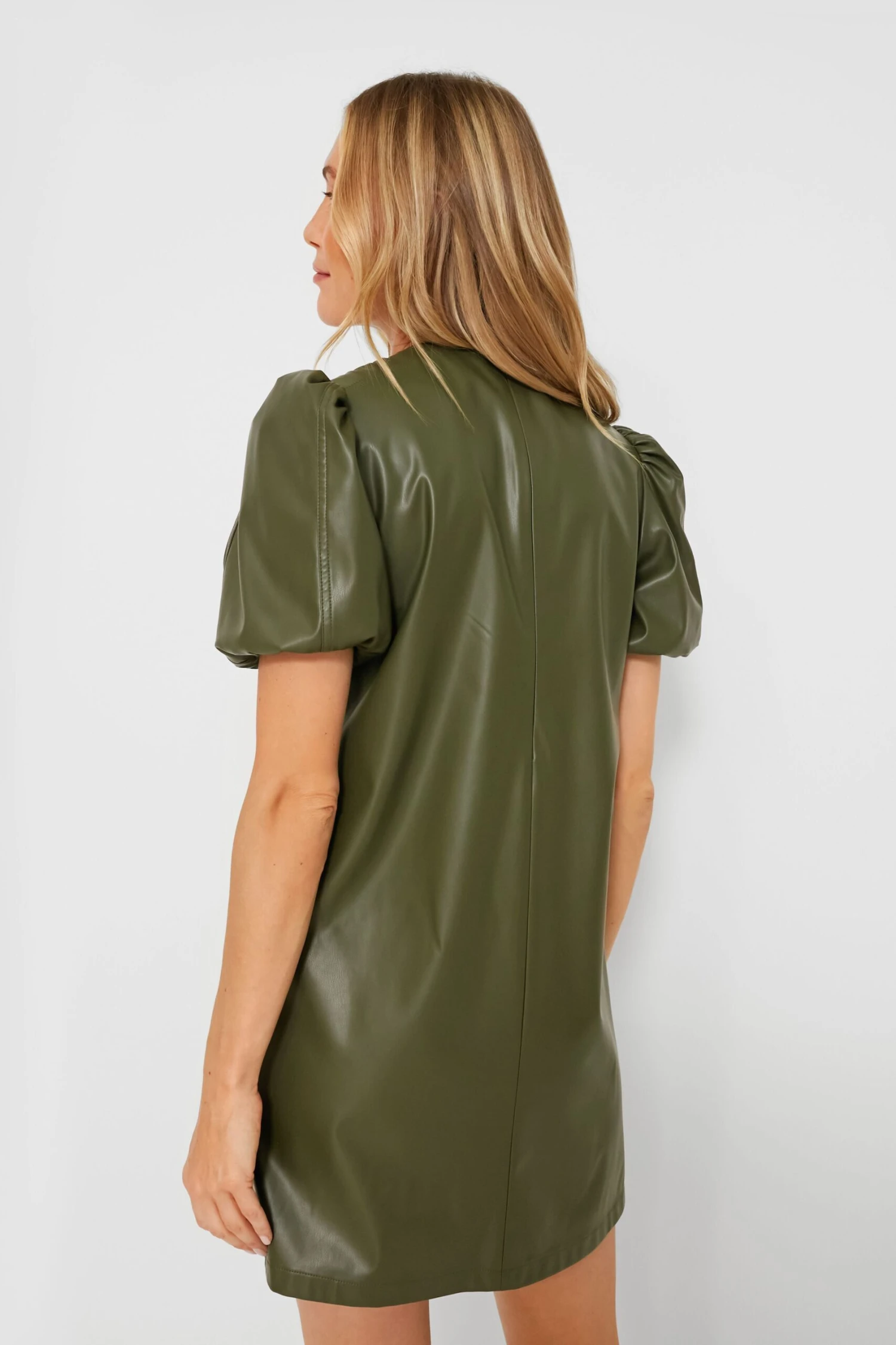Green Faux Leather McShea Mini Dress 4 Green Faux Leather McShea Mini Dress - Image 4