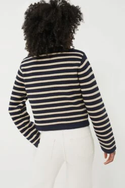 Navy & Tan Stripe Annie Structured Cardigan -ULLA JOHNSON SHOP 4UF2LkK5nVbFo8fsWegcdOwaLCagxedc 1