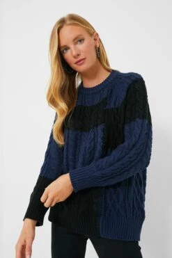 Navy And Black Color Block Cable Sweater 13 Navy And Black Color Block Cable Sweater -ULLA JOHNSON SHOP 4vCo70TxHUWbCyCbT5lWoRjOJDlGKTCm 1