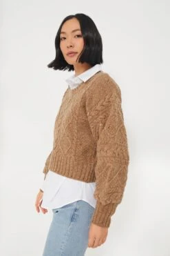 Biscuit Cable Knit Cropped Crew Neck Sweater -ULLA JOHNSON SHOP 5rlZlUDwmMWfEBFPxvxCfbA7K4C1Nip6 1
