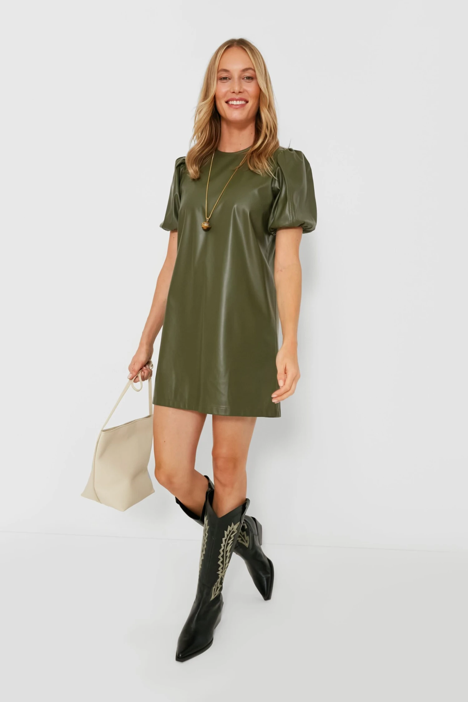 Green Faux Leather McShea Mini Dress 6 Green Faux Leather McShea Mini Dress - Image 6