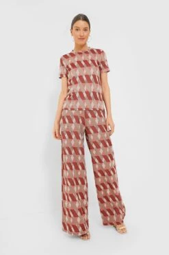Marella Rust Geometric Lurex Knit Trouser -ULLA JOHNSON SHOP 6aLyaGGSJoedSzxtDHGoDTBrDv4psvlh 1