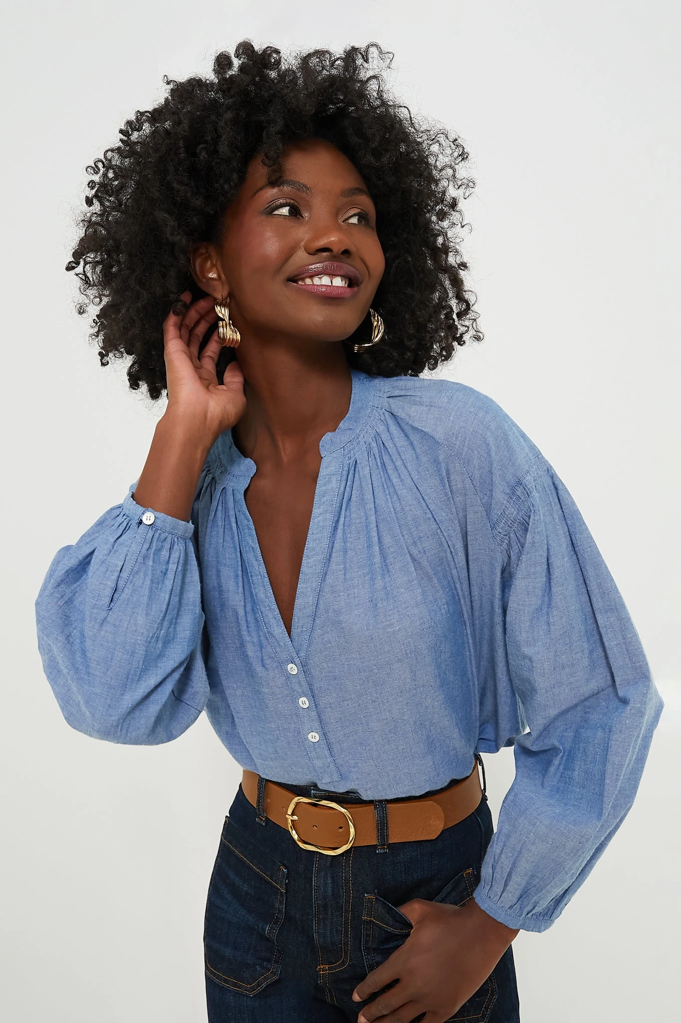 Vanessa Bruno Chambray Nipoa Button Blouse 1 Vanessa Bruno Chambray Nipoa Button Blouse