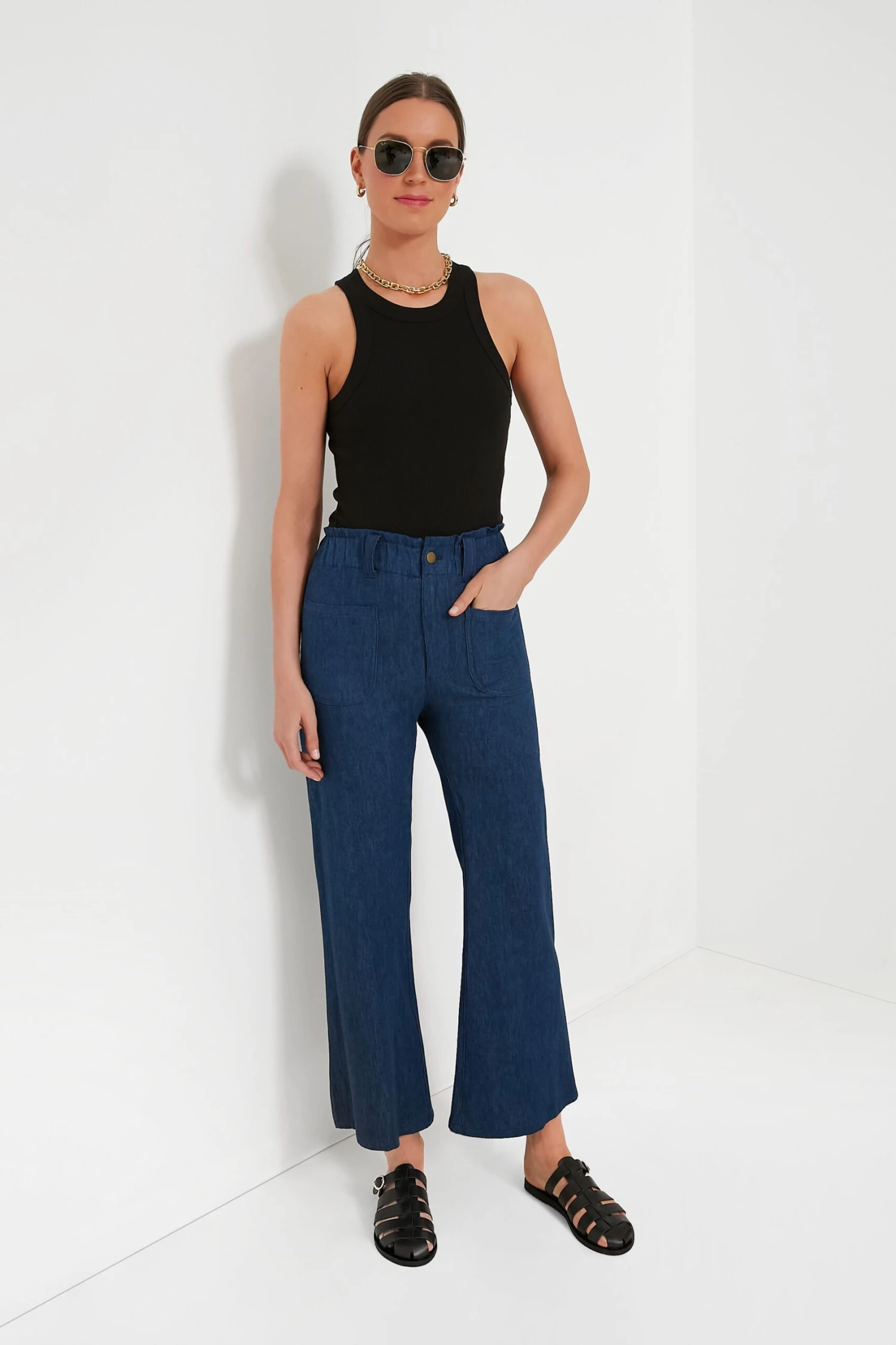 Indigo Zip Front Tulip Crop Flare 2 2 Indigo Zip Front Tulip Crop Flare 2 - Image 2