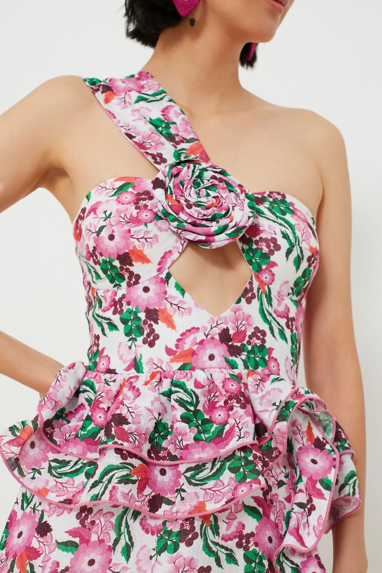 Pink Floral Linen Maxi Dress 5 Pink Floral Linen Maxi Dress - Image 5