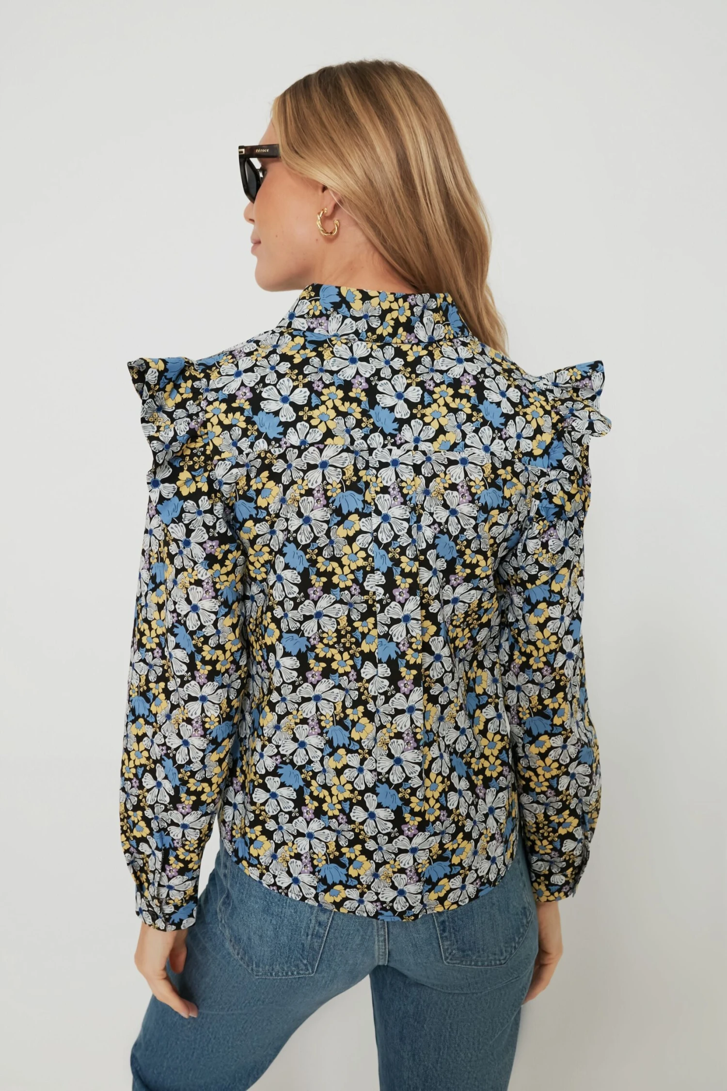 Blue & Yellow Floral Primrose Blouse 5 Blue & Yellow Floral Primrose Blouse - Image 5