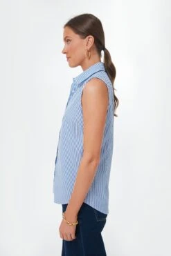 Blue And White Stripe Sleeveless Shirt -ULLA JOHNSON SHOP 9LO383l2vejHD4l64cG4f7EZDDZg3L26 1