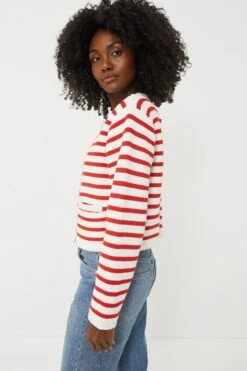 Red & Cream Stripe Annie Structured Cardigan -ULLA JOHNSON SHOP 9QIVCQRbIq8Wj9VcfrDy9vqB6EO6O8DH 1