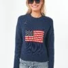 Navy Cropped Americana Sweater