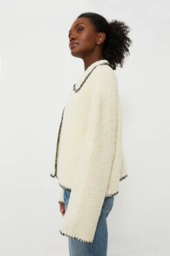 Cream With Black Stitching Cardigan -ULLA JOHNSON SHOP 9umunNQk8ei6xCoYa7JipYxMegtiHknV 1