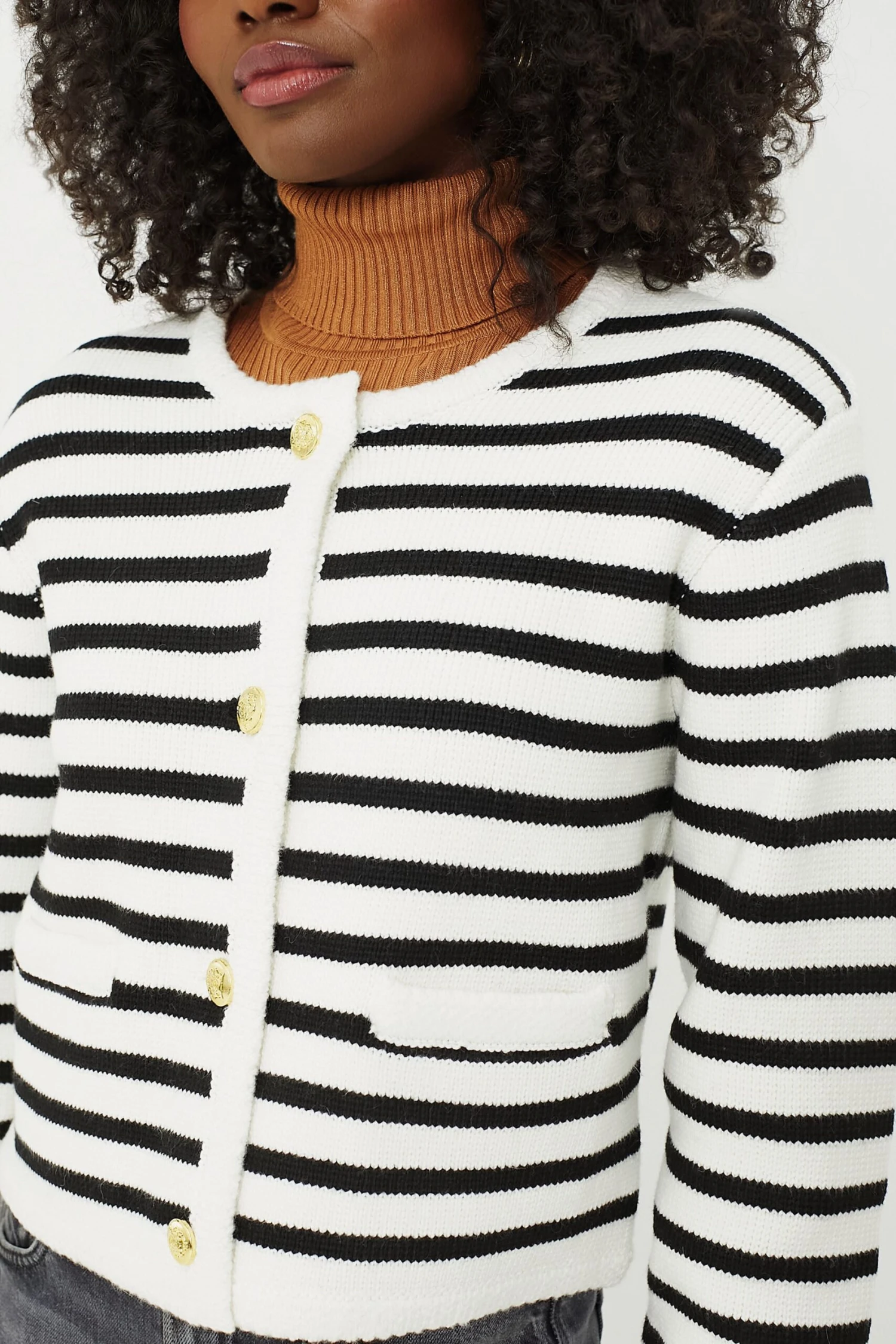 Black & Cream Stripe Annie Structured Cardigan 5 Black & Cream Stripe Annie Structured Cardigan - Image 5