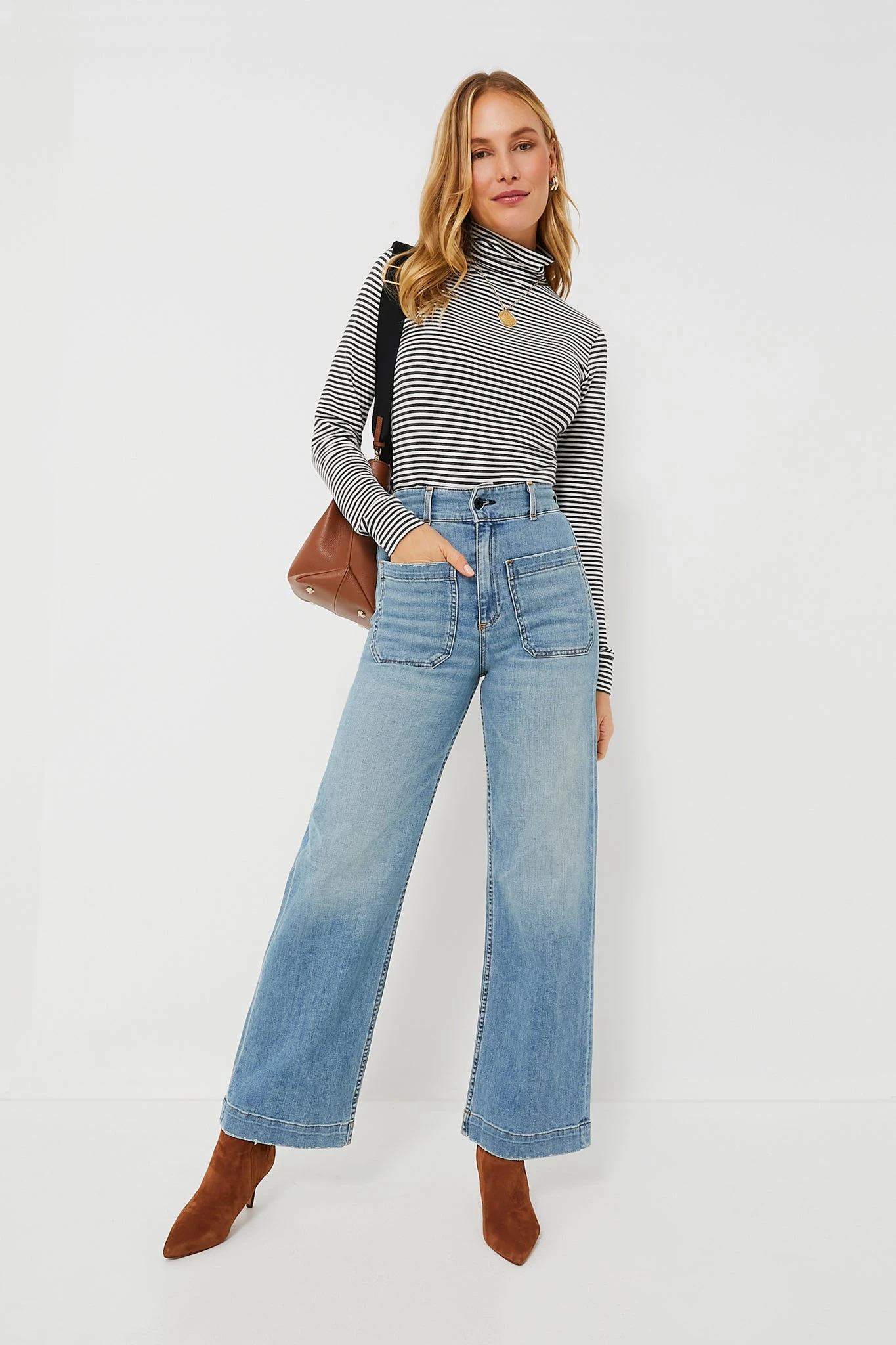 Steel White Stripe Little Turtleneck 2 Steel White Stripe Little Turtleneck - Image 2