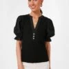 Black Livia Puff Sleeve Top