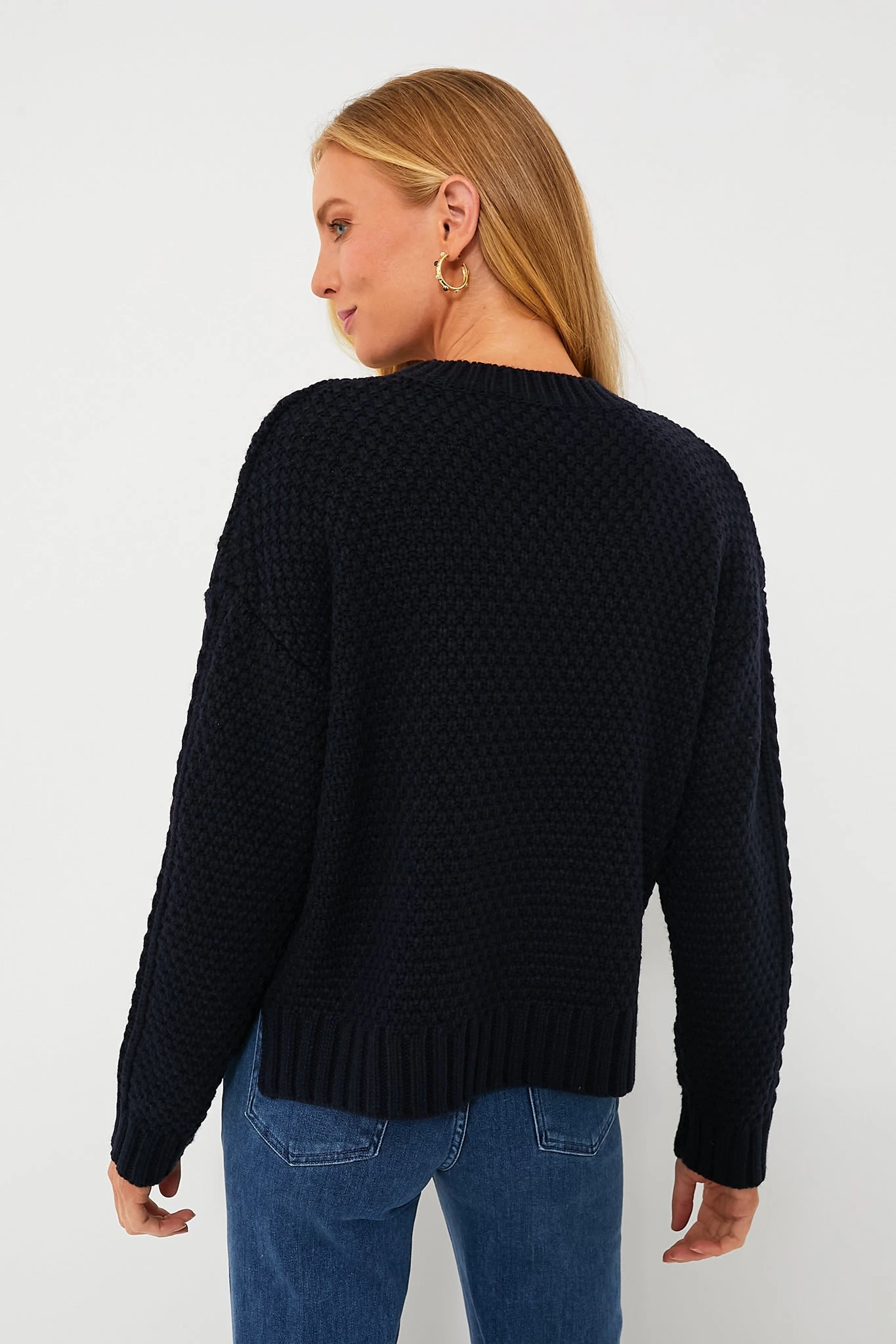 Navy Cable Knit Courchevel Sweater 4 Navy Cable Knit Courchevel Sweater - Image 4