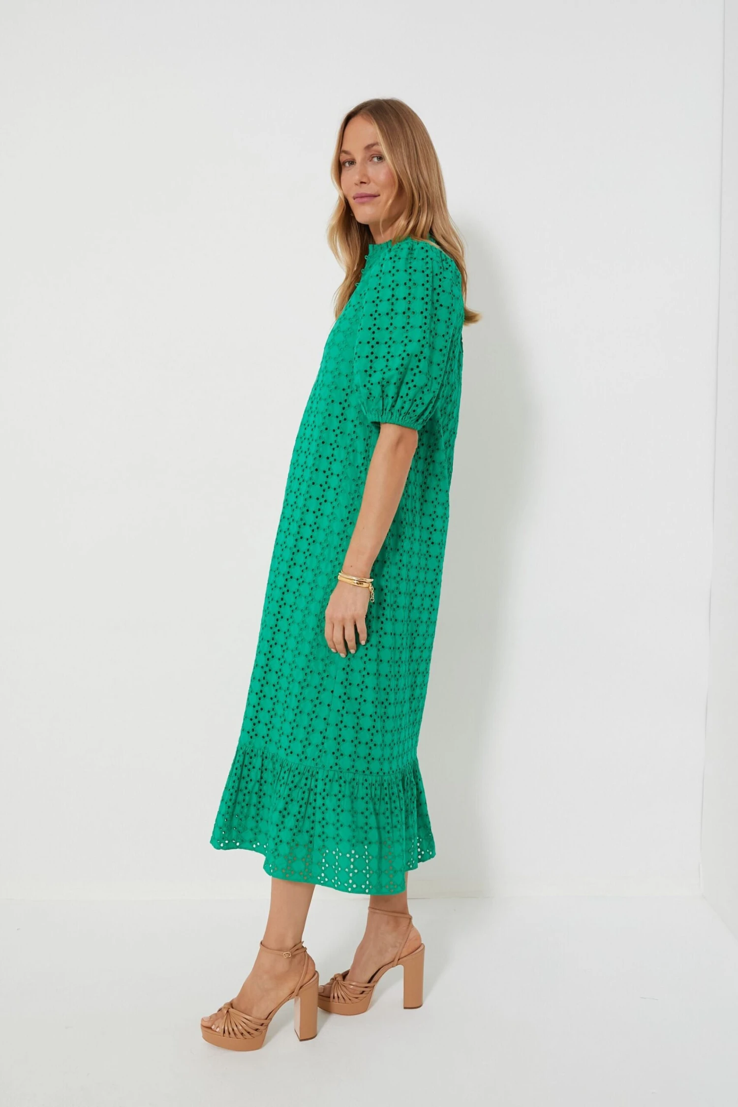 Green Eyelet Midi Tryall Dress 3 Green Eyelet Midi Tryall Dress - Image 3