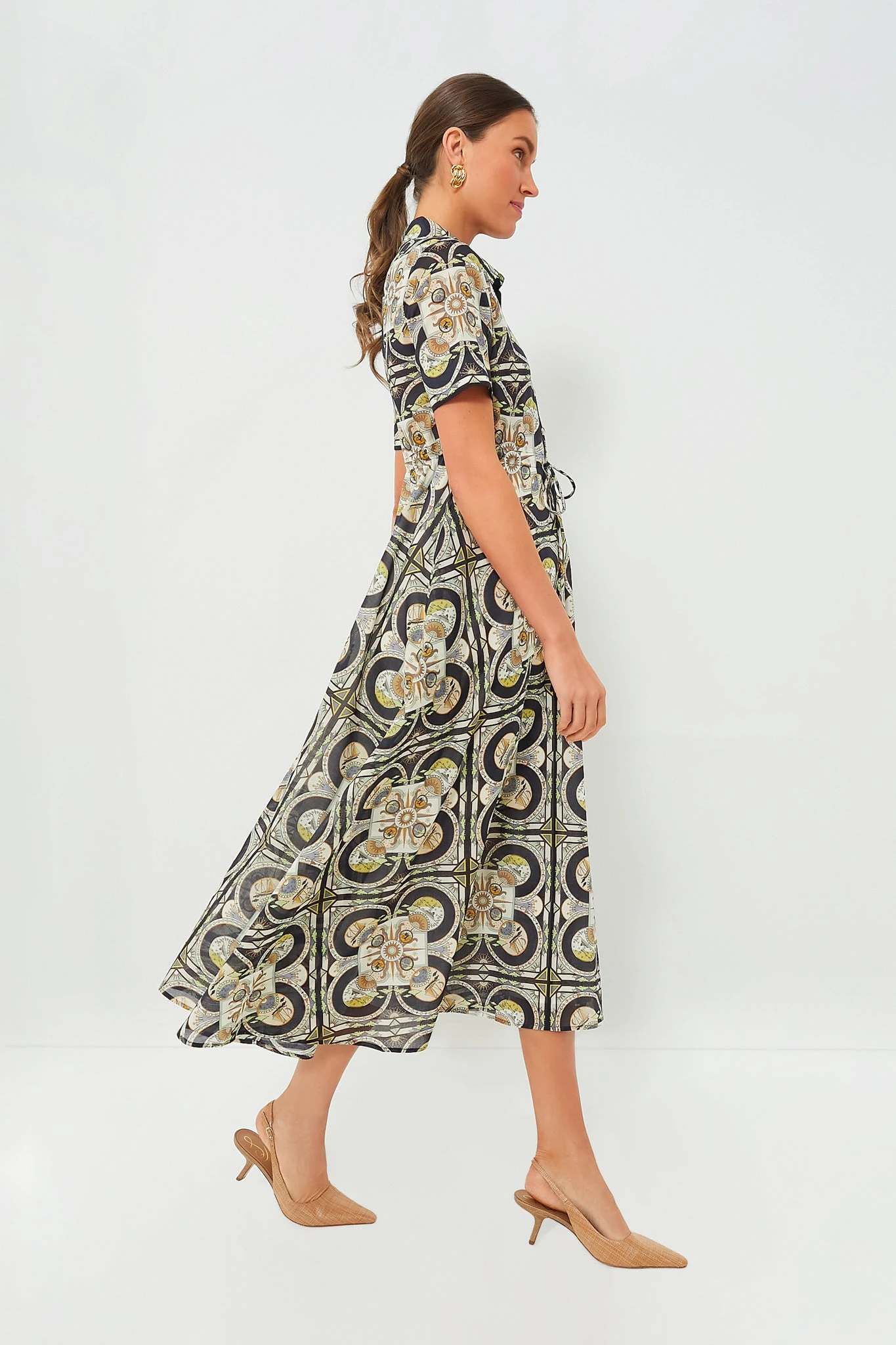 Tory Burch Navy Sundial Printed Cotton Shirtdress 3 Tory Burch Navy Sundial Printed Cotton Shirtdress - Image 3