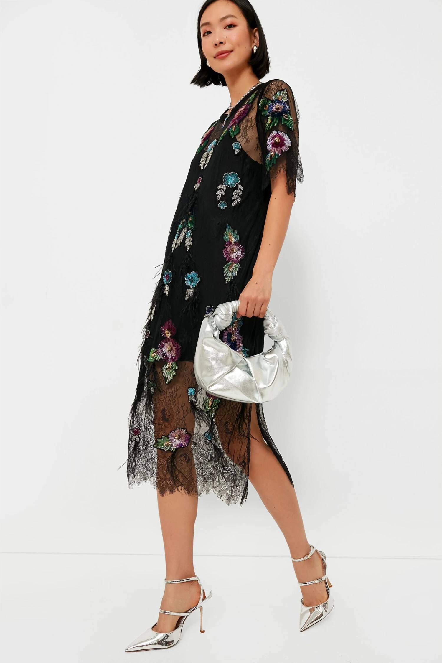 Multi Sequin Bethany Lace T-Shirt Dress 2 Multi Sequin Bethany Lace T-Shirt Dress - Image 2