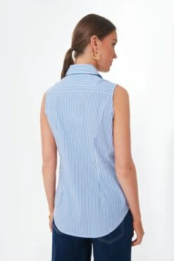 Blue And White Stripe Sleeveless Shirt -ULLA JOHNSON SHOP Cm9ai8x7DWR5qwPdPlDc52IMBTYJgRiH 1