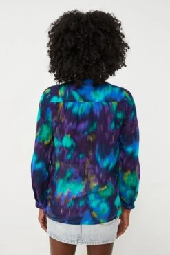 Isabel Marant Etoile Blue Green Maria Watercolor Blouse -ULLA JOHNSON SHOP DxVW57NFjnjtGVFQGmDKYuO3EbNxe2fn 1