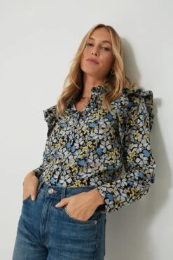 Blue & Yellow Floral Primrose Blouse 13 Blue & Yellow Floral Primrose Blouse -ULLA JOHNSON SHOP E4eGv3lvCibmTWaeH6CqaZy1iiJd2osE 1