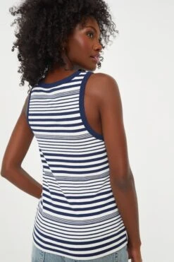 Vineyard Vines Marshmallow And Navy Stripe Heritage Rib Tank -ULLA JOHNSON SHOP FGTkeLjIVX4mecDFSIl3CXS2alNOSkcD 1