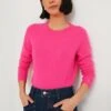 Hot Pink Cashmere Crewneck Sweater