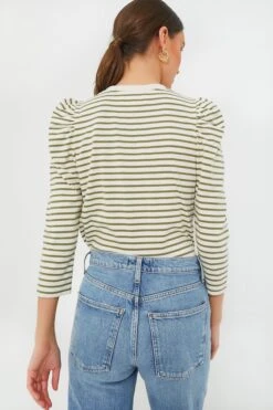 Olive Striped Vesty Long Sleeve Crewneck -ULLA JOHNSON SHOP GbROXFn0sGa3xCwNLTNKdA1aRuUYdxtm 1