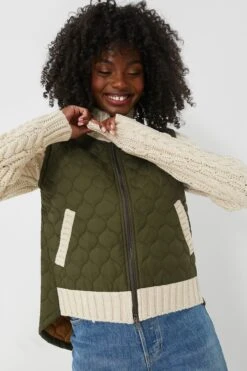 Veronica Beard Army And Oatmeal Patra Mixed Media Jacket -ULLA JOHNSON SHOP GkhRIviGw9zmOUNcUWwR3gBmVMBXlTet 1