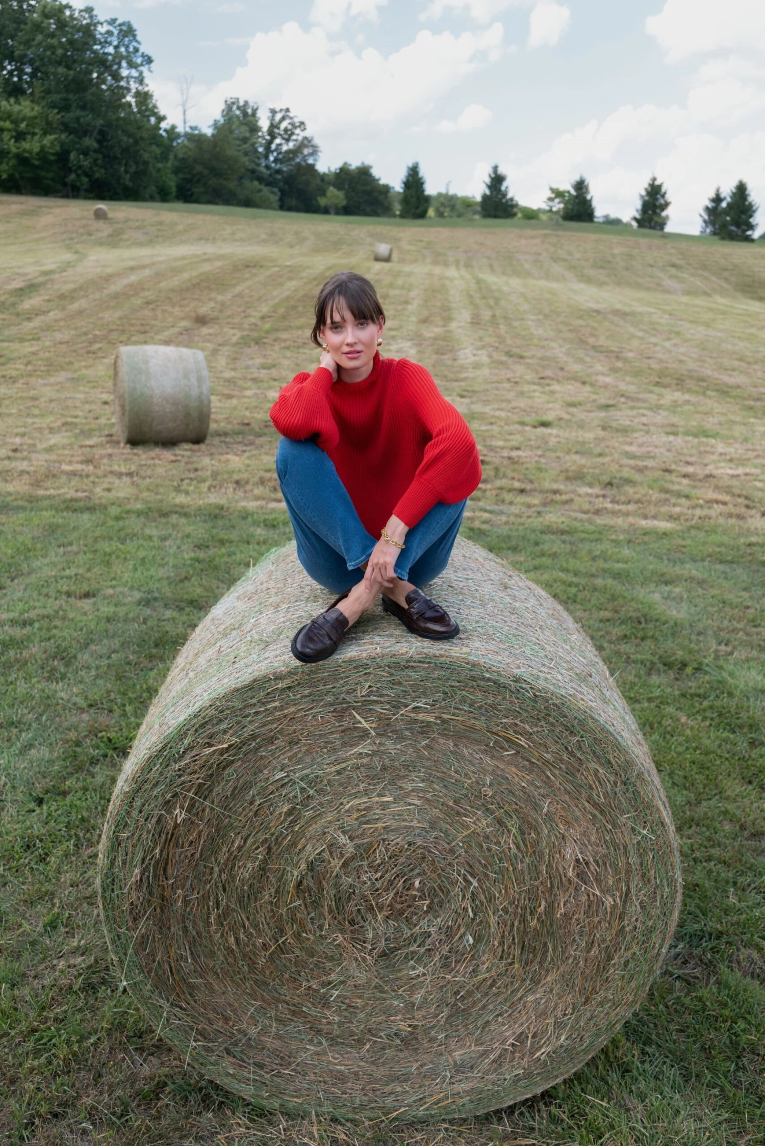 Red Ruffle Neck Delphine Sweater 7 Red Ruffle Neck Delphine Sweater - Image 7