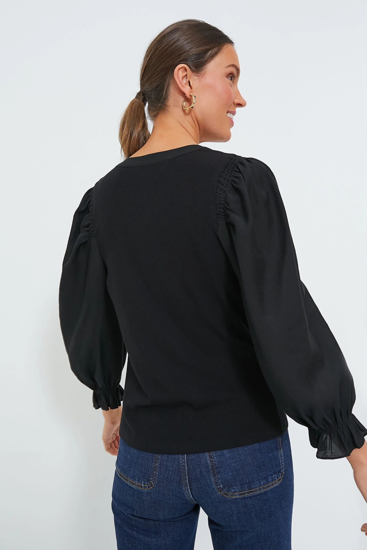 Black Long Sleeve Livia Puff Sleeve Top 4 Black Long Sleeve Livia Puff Sleeve Top - Image 4