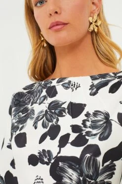 Black Flowers On Ivory Kora Rounded Twill Dress -ULLA JOHNSON SHOP H6M4wuDMpVyYwFd7JrCN4rmTahkWu1Zu 1