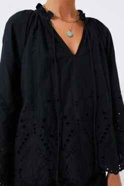 Tangier Border Embroidered Nero Penny Blouse -ULLA JOHNSON SHOP HF8bbHYmVirYJjw87Cv0Nfj38E7Kbdew 1