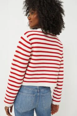 Red & Cream Stripe Annie Structured Cardigan -ULLA JOHNSON SHOP HNb6ymvyhYqzPtIMPpeWpj3xeKXxKFqu 1