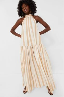 Staud Sand Stripe Midi Marlowe Dress