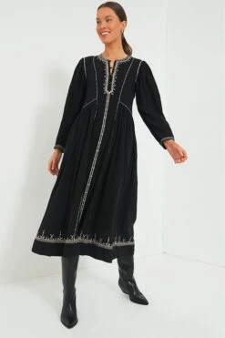 Isabel Marant Etoile Black Embroidered Pippa Dress