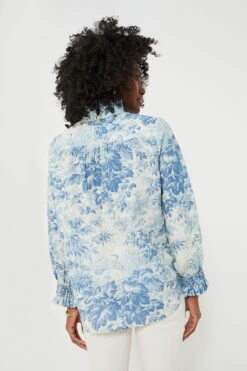 Misty Blue Toile Teagan Popover -ULLA JOHNSON SHOP JhbH3wcu3er7BgIv58GmbaAM63M4rWin 1
