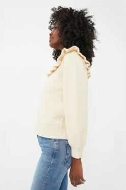 Cream Ruffle Ramona Sweater -ULLA JOHNSON SHOP JomJTieNgwcIohpE4km7E4XYP7CKhllA 1