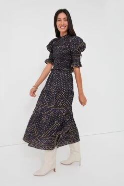 Blue Delphine Pucker Cotton Puff Sleeve Smocked Dress -ULLA JOHNSON SHOP L39xNH7CZhDH46343rYqiDVD5cjwcBbP 1