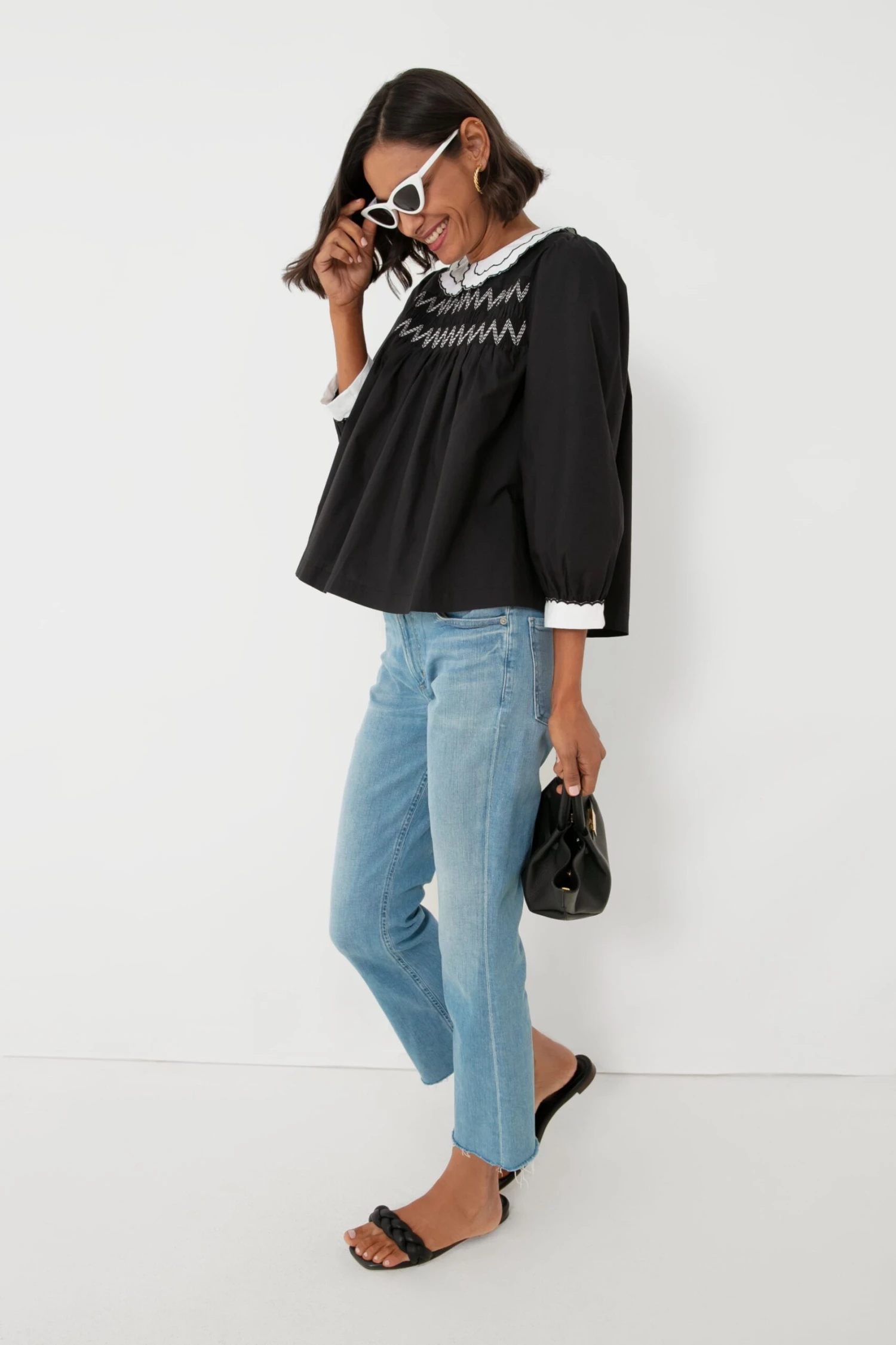 Black Smocked Blouse 3 Black Smocked Blouse - Image 3